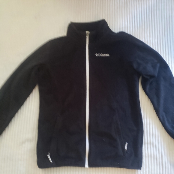 Columbia Girls Fuzzy Black Full-Zip Fleece Jacket Large - Picture 1 of 10